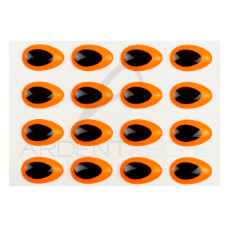Yeux 3D Epoxy SYBAI Teardrop Eyes, Fluo Orange