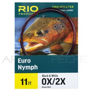 Bas de ligne RIO Euro Nymph 11' (3,40m) Départ marron pointe noir/blanc