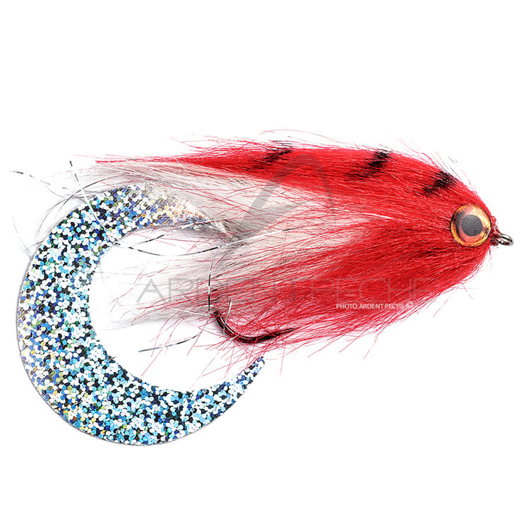 Mouche FMF brochet paolos wiggle tail blanc et rouge