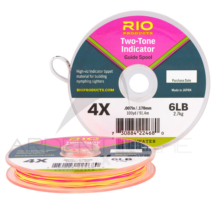 Fils nylon RIO 2 Tone Indicator rose/jaune 91m