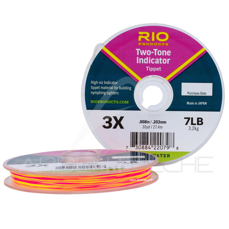 Fils nylon RIO 2 Tone Indicator rose/jaune 27m