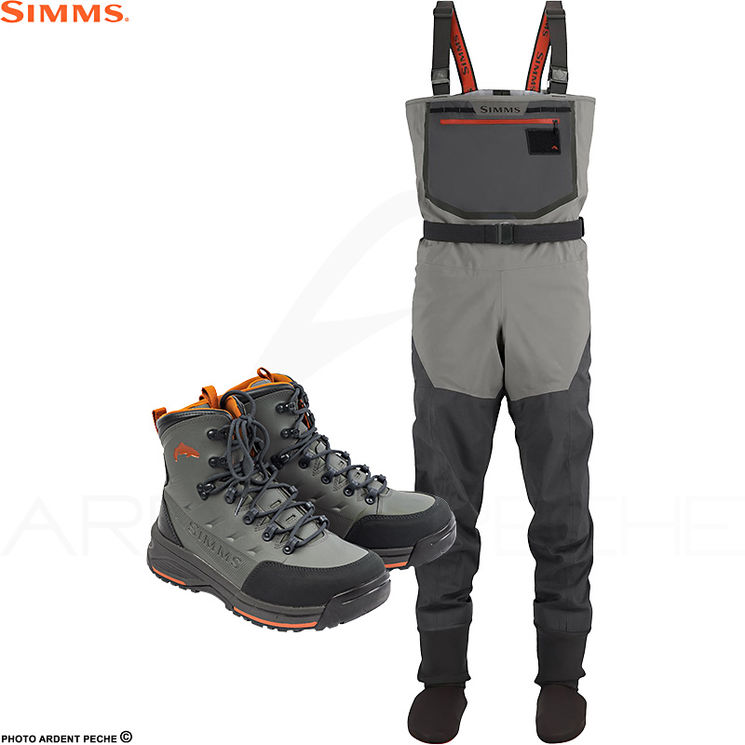 Waders SIMMS Pack Freestone Smoke + chaussures caoutchouc