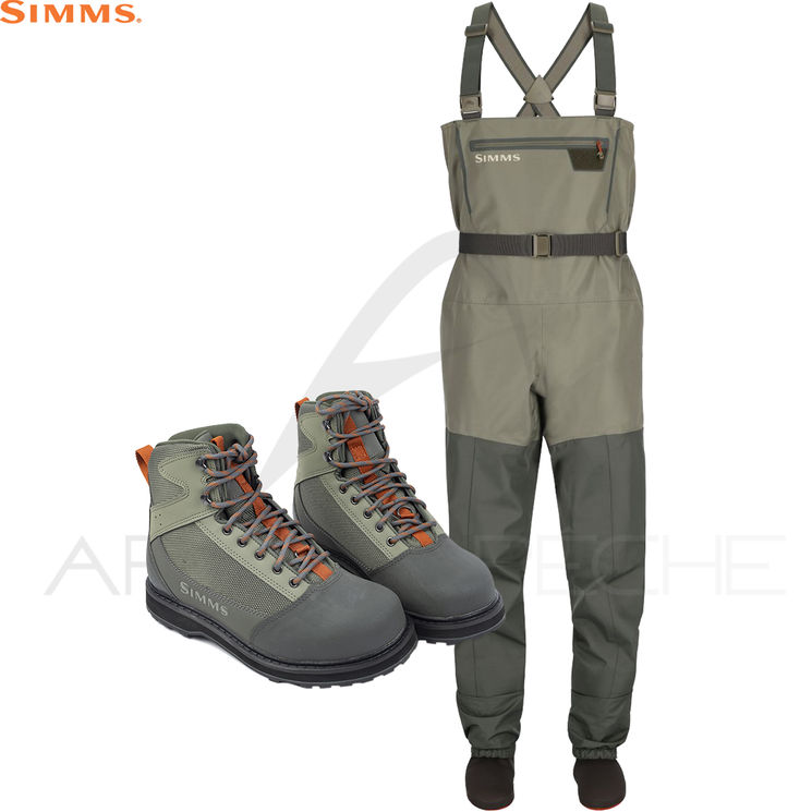 Waders SIMMS Pack Tributary Basalt + chaussures caoutchouc